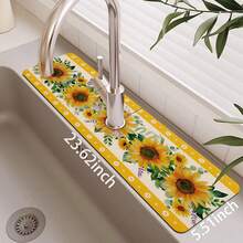 1 buah Keset Penyerap Keran Wastafel, Motif Bunga Matahari, Keset Drainase, Cocok Untuk Wastafel Dapur, Kamar Mandi, Meja Dapur, Keset Drainase, Bahan Tanah Diatom, Dapat Dipotong, Keset Cepat Kering - MultiWarna - View 12
