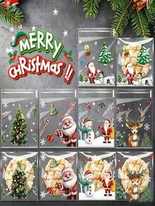 Kantong Transparan Perekat Diri 5-in-1 Baru untuk Camilan, Permen, dan Hadiah Natal, untuk Pesta Liburan, Cokelat, dan Kue. - Model terbaru - View 5