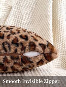 1pc/2pcs Vintage Faux Fur Leopard Print Pillow Case, Double-Sided Pattern Fluffy Plush Decorative Square Pillow Cover, Sofa Decorative Cushion Cover, Suitable For Bed, Living Room, Bedroom Decoration, Pillow Insert Not Included - Multicolor - View 3