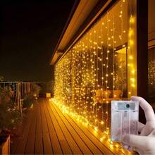 1pc LED Curtain Light, 1.5m/4.92ft, 2m/6.56ft Waterfall Light, Wreath Light, Fairy Tale Light For Room Decor, Display Window, Garden, Wedding, New Year, LED Fairy Tale Light, Gift - Battery-operated Curtain Lights - View 6