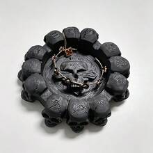 2pcs Skull Relief Storage Tray, Vintage Gothic Style Desktop Jewelry & Key Organizer, Creative 3D Printed Decorative Tray - View 5