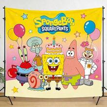SpongeBob SquarePants Cartoon Sponge Square Sponge Theme Birthday Banner Backdrop Decoration Set, Birthday Party Decoration Arrangement - Multicolor - View 6