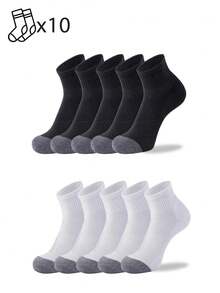 1/5/10 Pairs Men's Mid-Calf Socks, Diagonal Stripe Mesh Sports Comfortable Soft Mid-Calf, Simple Versatile - Multicolor - View 8