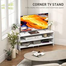 2026 NEW : Corner TV Stand, Modern TV Unit 47 Inch Television White - White - View 3