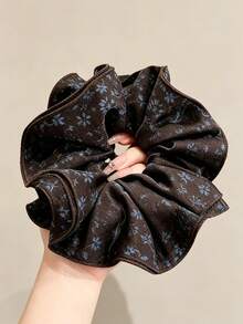 1pc Vintage Ruffle Large Satin Chiffon Hair Scrunchie, Hair Accessory, Suitable For Daily Wear, Autumn, Hair Clip, Hair Accessory - Multicolor - View 9