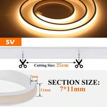 Acosh Neon Lampu Strip LED Neon COB Sentuh Tanpa Langkah yang Dapat Diredupkan 5V 320 LED/M Lampu LED Fleksibel Lampu Tali Neon LED COB dengan Pita Perekat untuk Kamar Tidur Dapur, Pencahayaan DIY Dekorasi Ruangan - MultiWarna - View 9