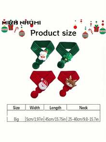 1pc Customized Knitted Winter Pet Christmas Scarf With Pom Pom, Soft & Warm Cat Dog Shawl, Red & Green Color With White Trim, Machine Washable Filled, Suitable For Small & Medium Pets, New Year Pet Neck Accessory, Cat Christmas Decoration - Multicolor - View 10