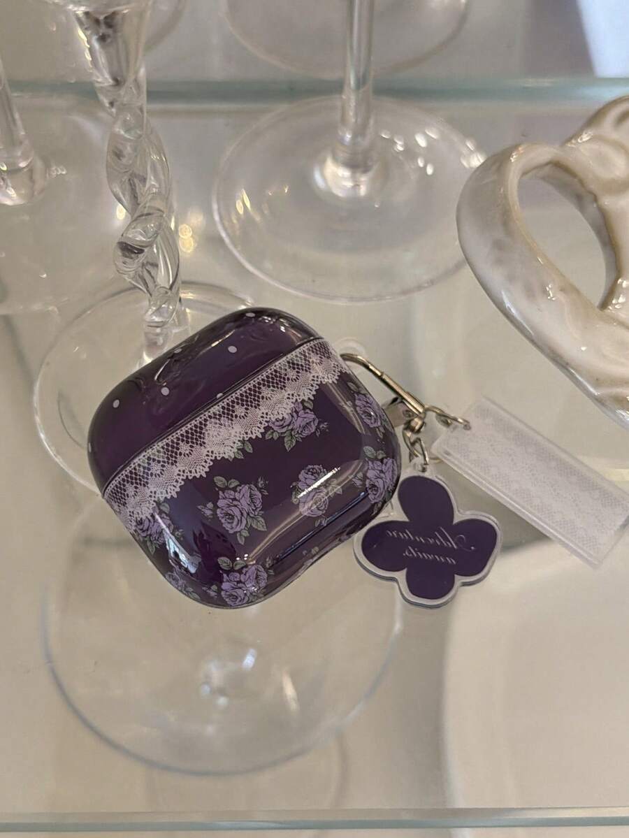 Vintage Lace Purple Rose Pods 4 Protective Case, Compatible With Apple Pro Earbuds Pod 3, Pod Pro 2nd Gen, 3rd Gen, 4th Gen, 5th Gen Wireless Bluetooth Earphone Case