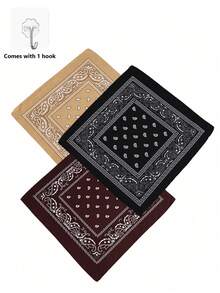 Syal Persegi Motif Paisley Unisex Ukuran Besar, 22 Inci, Berbagai Warna - A - View 10