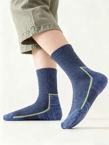 5 Pairs Spring Autumn Winter Kids Mid-Calf Socks, Medium Thick, Elastic Breathable Odor-Resistant Sports Socks For Girls And Boys, School Wear - Multicolor - View 5