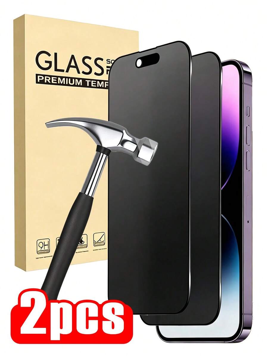 2 buah Pelindung Layar Privasi Matte Keramik, Anti Sidik Jari Definisi Tinggi, Film Lembut Tahan Guncangan Kompatibel dengan Casing Ponsel, Kompatibel dengan iPhone 18 Pro 18 Pro Max 17 16 15 14 13 12 11 Pro Pro Max XR X XS Max - Hitam - View 1