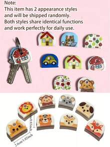 Random Style Keychain Set Party Gift, Fashionable Non-Slip Key Cover, Unique Decoration, Suitable For Key Storage And Identification, Essential For Women And Family Members, Birthday/Bag Charm Gift For Family And Friends - Multicolor - View 11