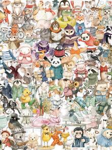 100pcs Watercolor Animals Birds Duck And Elephant Creative PET Stickers, Suitable For Laptops, Computers, Phone Cases, Guitars, Desktops, Water Bottles, Motorcycles, Cars, Helmets, Suitcases, Refrigerators, Gift Decoration Graffiti Stickers - Black - View 2