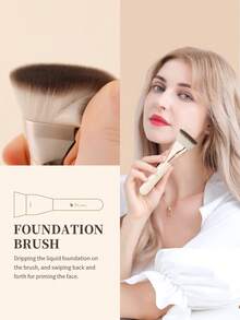 DUcare Ultimate Synthetic Flat-Top Foundation Brush, Paired With A Soft Makeup Sponge, For Effortless, Streak-Free Foundation Application, Flawless, Seamless Finish - Easy Blending Even For Beginners, With Even Coverage For Liquid And Cream Foundations - Champagne - View 10