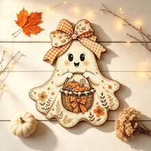 2D Flat Wooden Decorative Hanging Sign, Rustic Style, Multi-Holiday Wall Decor For Halloween, Thanksgiving, Christmas, Welcome Sign For Entryway, Tabletop Ornament, Vintage Country Home Party Holiday Gift - B - View 2