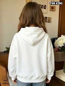 Girl's Pink Car Printed Hooded Sweatshirt, Comfortable And Breathable Long Sleeved Top, Suitable For Daily Use In Spring And Autumn - White - View 6
