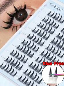 Roll C 60 Clusters Pre-Glued False Eyelashes, Doll Cartoon Style Glue-Free Eyelashes, Soft Fiber, Suitable For Beginners Quick Application, Applicable For Photography, Cosplay, Party And Other Occasions - C - View 7