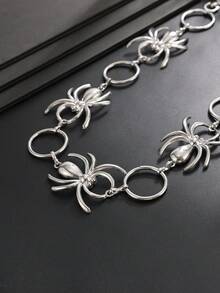 1pc Vintage Punk Skeleton Waist Chain Unisex Street Y2K Metal Pants Chain Hip Hop Dark Gothic Style Outfit Accessory - Silver - View 5