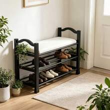 3-Tier Shoe Rack, Large Capacity Storage Rack, Minimalist Black Style, Easy Access, Space-Saving, Suitable For Entryway, Hallway, Living Room, Foyer - View 1