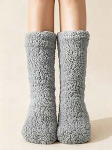 1/2 Pairs Unisex Extra Thick Coral Fleece Warm Winter Sleeping Socks - Thick Warm, Comfortable Indoor/Outdoor Home Slippers, Machine Washable, Perfect For Cold Floors And Bed Use - Multicolor - View 6
