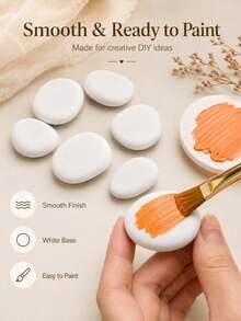 Medium Smooth White Painting Stones - Flat And Hand-Selected, Suitable For Crafts, Art, Decoration - No Chemicals, Smooth Surface For Even Effect, Ideal For Beginners And Handmade Projects, Craft Supplies, Art Projects, Decorative Stones - Multiple Styles - View 2