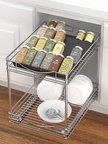 1/4/8 Pcs Clear Slanted Acrylic Spice Drawer Organizer,Drawer Combination Organizer,Display Rack,Expandable Kitchen Countertop Storage Rack (Spice Jars Not Included),Restaurant Spice Display Rack,For Kitchen,Restaurant,Bar,Storage And Organization - Multicolor - View 3