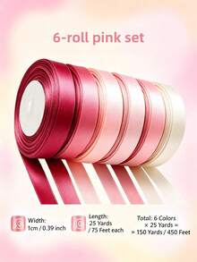 6 Colors X 25 Yards, Total 150 Yards Macaron Color 3/8 Inch Wide Premium Satin Ribbon, Gift Wrapping Ribbon Set, Suitable For Bouquets, Bows, Handmade Crafts, Birthday, Party, Wedding, Graduation Ceremony Decoration, Wedding Gift Wrapping, Bridal Shower Decoration, Bouquet DIY Crafts - 6 Rolls Assorted Ribbon - View 19