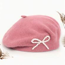 1pc Winter Warm Accessory Set, Women's New Pearl Bow Beret Hat Suitable For Daily Use With Multiple Colors To Choose From, Windproof Bucket Hat With Ear Flaps, Fleece Knee Pads, Drawstring Balaclava, Suitable For Cycling, Skiing, Hiking And Other Outdoor Sports Cold-Proof Warm Gear - Multicolor - View 10
