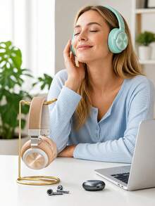 1pc Wireless Headphone Stand Minimalist Metal Headphone Holder Gaming Bluetooth Headset Desktop Display Stand Office Desk Decor Headphone Hanging Rack - Multicolor - View 3