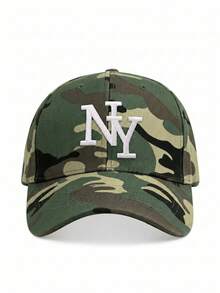 BONNY BOOM 1pc Adjustable NY Embroidered Camo Baseball Cap, Outdoor Sun Protection Casual Hat, Suitable For Spring/Autumn Travel, Beach, Y2K Style Unisex - Camo NY - View 2
