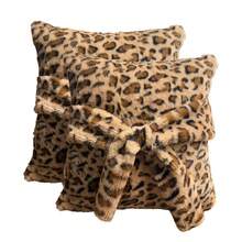 1pc/2pcs Vintage Faux Fur Leopard Print Pillow Case, Double-Sided Pattern Fluffy Plush Decorative Square Pillow Cover, Sofa Decorative Cushion Cover, Suitable For Bed, Living Room, Bedroom Decoration, Pillow Insert Not Included - Multicolor - View 11