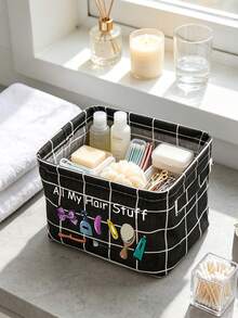 This Minimalist Fabric Desktop Storage Box Features Side Handles And Serves As An Organizer For Cosmetics And Hair Accessories, Or As A Container For Everyday Small Items; It Makes An Ideal Gift For Halloween Or Christmas. - Multicolor - View 7