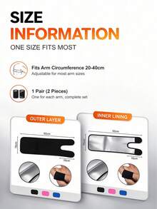 1 Pair Sauna Arm Bands - Enhanced Sweat Arm Bands With Silver Lining For Weight Loss And Fat Burning Fitness - Silver - View 5