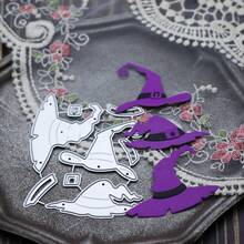 Witch Hat Metal Cutting Dies Set, Wizard Hat Die Cuts For DIY Scrapbooking Card Making, Halloween Theme Embossing Stencil For Paper Craft Decoration - C-Silver - View 10