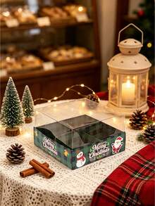 1pc/4pcs/10pcs Christmas Style 4-Compartment Box With Lid, Independent Partition Storage, Suitable For Macarons, Cookies, Candies, Private Baking Packaging - View 7