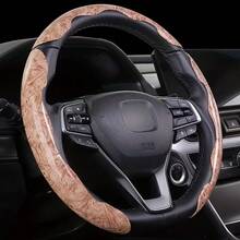 2/3pcs Non-Slip Steering Wheel Cover - Mahogany Wood Pattern + Segmented Embedded Design + No Inner Ring, For Car/MPV/SUV/RV/Pickup/Van - Mahogany Grain - View 5