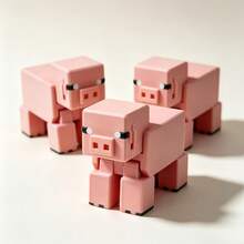 Minecraft 1 buah Miniatur Mainan Koleksi dengan Sendi yang Dapat Bergerak, Gaya Piksel, Bentuk Balok Bangunan Merah Muda, Dekorasi Meja yang Dapat Digerakkan, Pesta Ulang Tahun, Pesta Bertema Game, Pajangan Rumah, Hadiah Liburan - Berbagai gaya - View 3