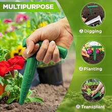 1pc Ergonomic Handheld Garden Seeder, Soil Hole Punch Tool, Suitable For Seedlings, Bulbs And Vegetables, Durable Backyard Raised Bed Gardening Tool - Green - View 3