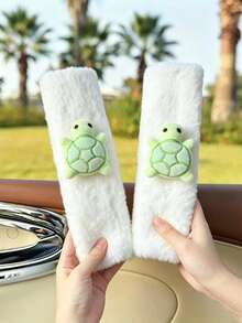 1pc/2pcs Car Seat Belt Pad Turtle Decor, Car Seat Belt Protector, Soft And Comfortable Interior Decoration - A - View 4