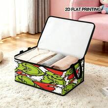 The Grinch 1pc Green Furry Monster Christmas Foldable Storage Box With Lid, Dust-Proof Clothes Organizer, Large Capacity Clothes & Toys Storage Bin, Home Storage Box, Car Storage Box, Multi-Functional Storage Box, Christmas Gift For Family And Friends, Halloween Costume Prop - Multi-color - View 4