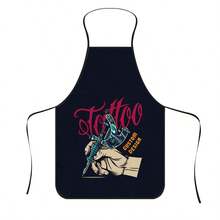 1pc Tattoo Artist Print Apron, Featuring Handheld Tattoo Machine & Pattern, Durable Work Apron Suitable For Tattoo Artists, Tattooists, BBQ Enthusiasts, Gardeners, Painters, Nail Artists - Perfect Gift For Home And Professional Tattoo Practitioners - Multicolor - View 1