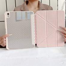 粉色波點格紋愛心蕾絲邊平板保護殼，附筆槽，相容 iPad 11(A16)/10.9/10.2/Air 5th Gen/10th Gen/9.7/Air 13/Air 4/5/Pro 11/10th Gen/Air 13(M3 2025)/Air 11(M3 2025)/11(A16 2025)，相容 Galaxy S9/S7/S10+，相容 Galaxy Tab S6 Lite 10.4 吋，相容 MatePad - 彩色 - 查看 9