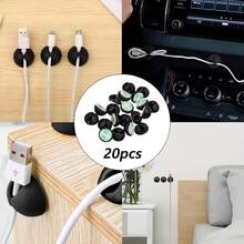 Cable Organizer And Cable Clips - Adhesive Cable Holders, Suitable For Desk, Nightstand, Car, Wall - For Chargers, For Home Office, Phone, Computer, Tablet Cable Management (No Drilling Required) - A - View 5