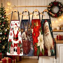 4pcs Christmas, Santa Claus, Bell, Snowflake, Reindeer, Christmas Tree, Snowman, Penguin, Gingerbread Man, Nutcracker, Christmas Animal Pattern Aprons, Suitable For Home Decor And Kitchen Use. Designed As Sleeveless Style, Perfect For Home Kitchen, Outdoor BBQ Cooking. This Printed Apron Is Unisex, Machine Washable And Reusable, An Essential Kitchen Item - Multicolor - View 9