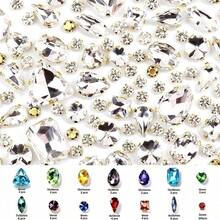 250pcs/Pack, Assorted Shapes, Multi-Color Rhinestones, Colorful Hand-Sewn Crystals, Gold Claw, Clothing, Apparel, Shoes, Hats, Bags DIY Materials, Accessories - Assorted Shapes Gold Claw 250pcs - View 14