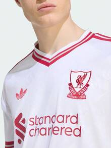 Adidas Men's LFC A JSY Short Sleeve Knit Collarless T-Shirt TKA6860 - Red and White - View 4