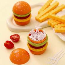 Tempat Tusuk Gigi dan Kotak Penyimpanan Benang Gigi Berbentuk Hamburger Kreatif - Desain Hamburger Lucu, Cocok untuk Dekorasi Kantor dan Meja - Tempat Tusuk Gigi Dekoratif dengan Motif Hamburger, Desain Ringkas untuk Menyimpan Cotton Bud, Kotak Benang Gigi, Wadah Penyimpanan Higienis - View 5