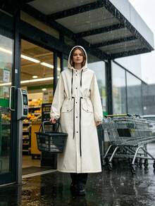 Women's Long Hooded Raincoat Outdoor Windproof Rain Jacket Coat - Women's Raincoat - View 10