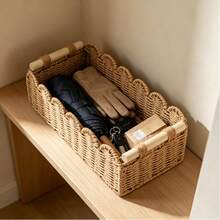 1pc Multi-Functional Storage Basket, Suitable For Everyday Home Organization. Can Be Used In Kitchens, Bathrooms, Bedrooms, Living Rooms, And Dormitories. Perfect For Countertops, Shelves, Dressing Tables, And Both Stylish And Rustic Decor. - Multicolor - View 8