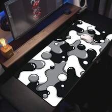1 pieza Alfombrilla de ratón extra grande, patrón minimalista lindo en blanco y negro, adecuada para escritorio de oficina pequeño, almohadilla de teclado de portátil, tapete de protección de escritorio, base de goma antideslizante, múltiples tamaños disponibles, adecuada para el hogar - Alfombrilla de ratón en contraste blanco, negro y gris - Ver 3